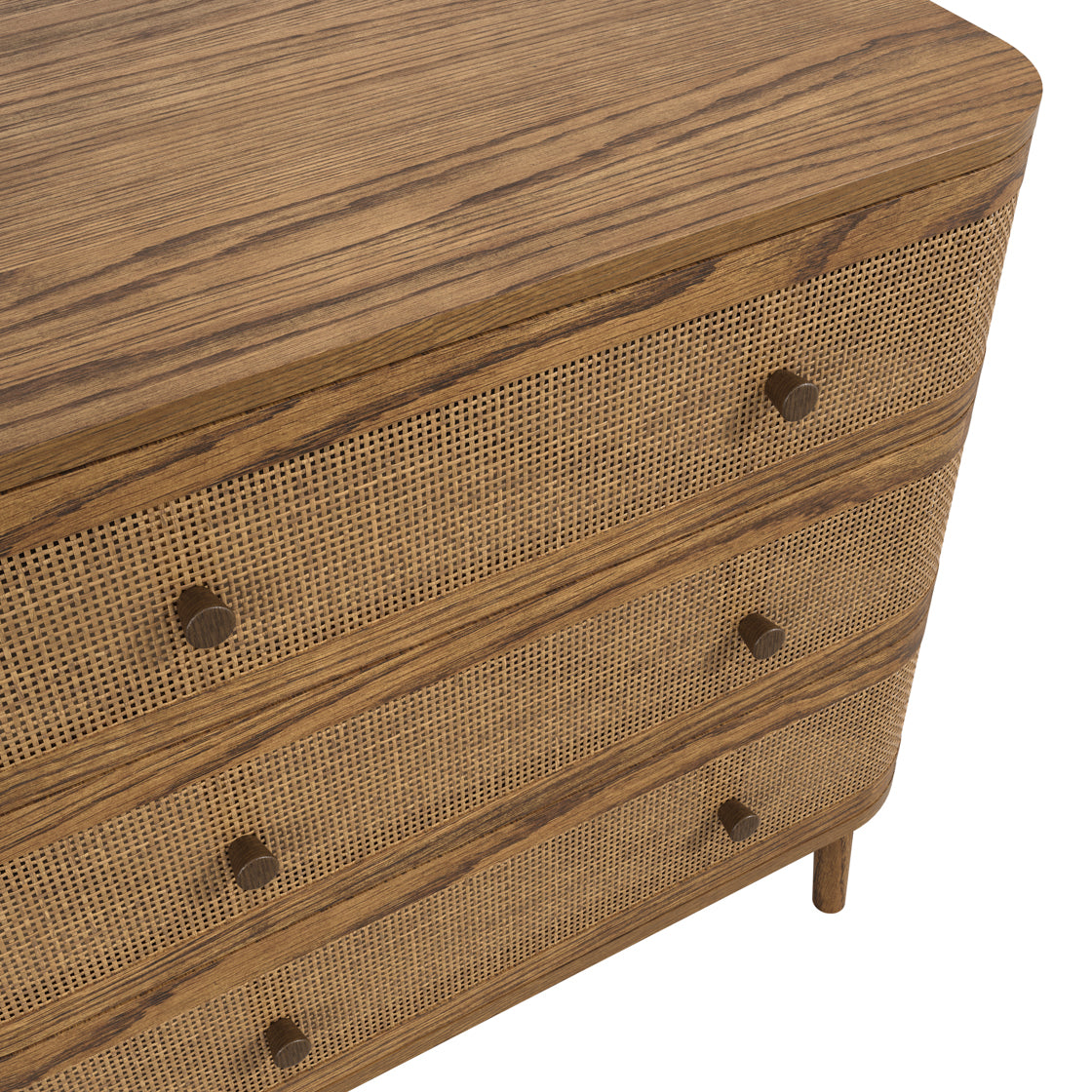 Callie Smoked Wood & Natural Rattan Chest of Drawers | 3 Drawers